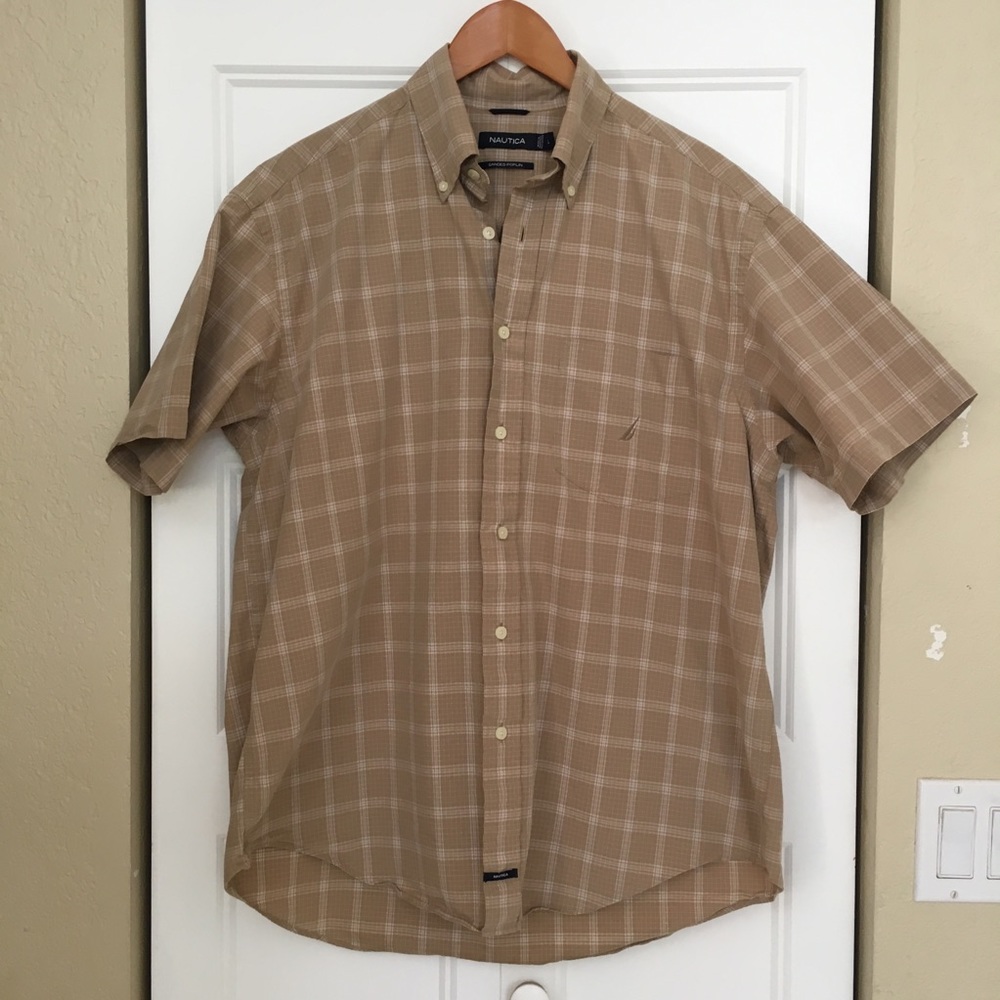 Nautica Men’s Sanded Poplin 100% Cotton Shirt